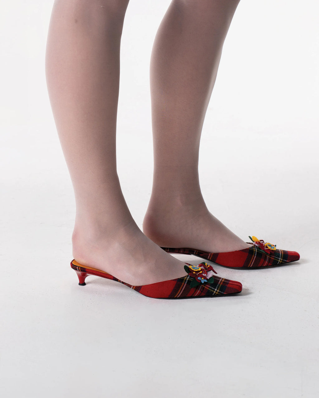 Moschino Plaid Kitten Heels