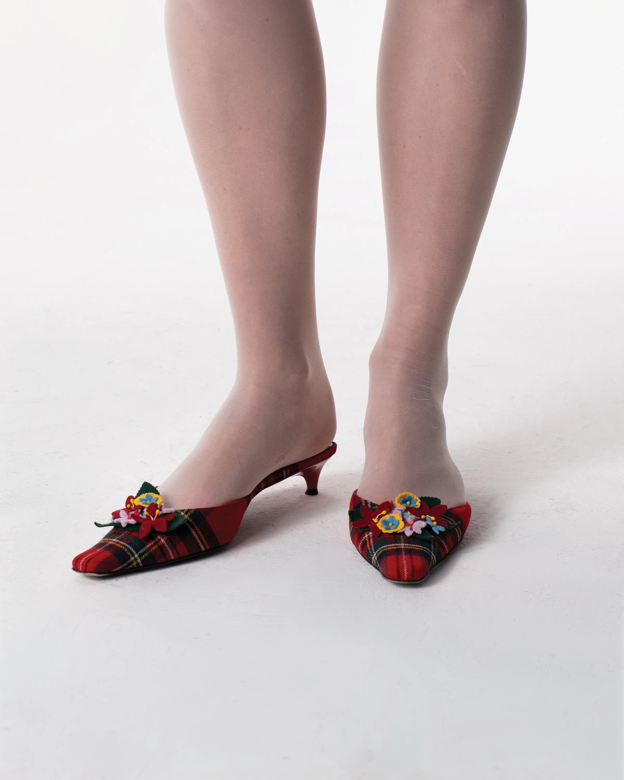 Moschino Plaid Kitten Heels